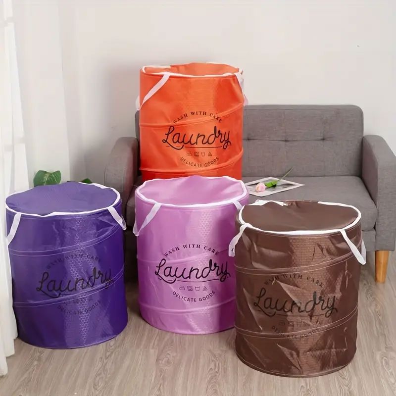Foldable fabric laundry basket